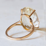 Vintage 18K Gold Cocktail Ring with Light Green Quartz, 1960s