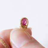 Collana vintage in oro 18K con ciondolo in oro 18K con rubino e diamanti, anni ‘70