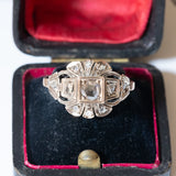 Art Nouveau ring in 14K gold and silver with rosette cut diamonds, 1920s