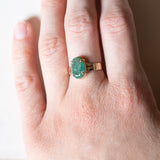 🐍 Solitario vintage in oro 14K con smeraldo, anni ‘40/‘50