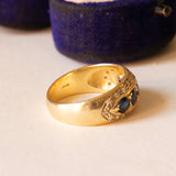Anello vintage in oro 18K con zaffiri e diamanti, anni ‘50
