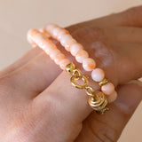 Collana vintage in oro 9K con corallo rosa, anni ‘50/‘60