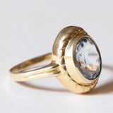 Anello vintage in oro 14K con spinello sintetico azzurro, anni ‘60/‘70