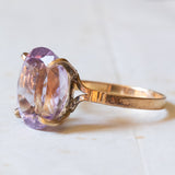 Anello vintage da cocktail in oro 18K con ametista viola chiaro, anni ‘60
