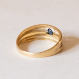 Anello a fascia vintage in oro 18K con topazio, anni ‘50/‘60