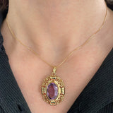 Vintage 8K gold pendant with amethyst, 60s / 70s