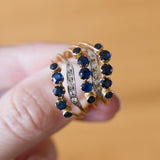 Anello harem vintage in oro 14K con zaffiri (1.20ctw ca.) e pietre bianche, anni ‘50