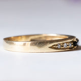 Anello a fascia in oro 18K con zaffiro e diamanti, anni ‘70