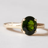 Anello solitario vintage in oro 14K con tsavorite verde, anni ‘70