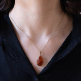 Ciondolo vintage in oro 8K con ambra, anni ‘70/‘80