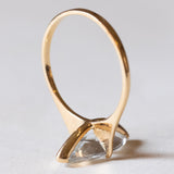 Anello vintage in oro 18K con quarzo azzurro, anni ‘50/‘60