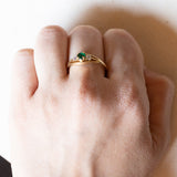Trilogy vintage in oro 18K con smeraldo e diamanti (0.10ctw ca.), anni ‘70