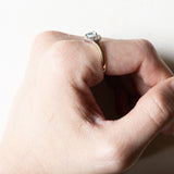 Anello vintage a cuore in oro 9K con topazio azzurro, anni ‘70