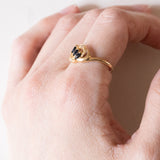 Anello vintage in oro 18K con topazi e diamanti, anni ‘50/‘60