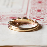 🥀 Veretta vintage in oro 18K con granati, anni ‘40/‘50