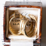 Orecchini vintage a cerchio in oro 18K con diamanti, anni ‘60/‘70