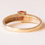 Anello vintage in oro giallo 9K con zaffiro arancione, anni ‘60/‘70