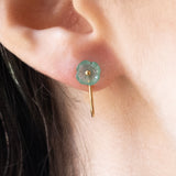 Orecchini vintage in oro giallo 18K con smeraldi, anni ‘40/‘50