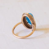 Bague Turquoise Antique en Or 18K et Perles, 1930s