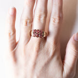 Anello vintage in oro 9K con tormaline rosa e diamanti, anni ‘80/‘90