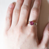 Anello vintage in oro 9K con topazio rosa, anni ‘70/‘80