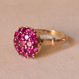 Vintage 18K gold ring with pink topazes, 1970s