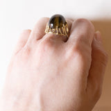 Anello vintage in oro 14K con occhio di tigre, anni ‘70