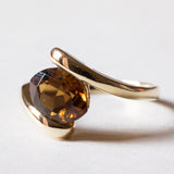 🎃 Anello vintage in oro 9K e tormalina arancione, anni ‘60/‘70