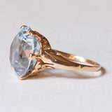 Anello vintage da cocktail in oro 18K con spinello azzurro, anni ‘60/‘70