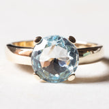 Anello vintage in oro 9K con topazio azzurro, anni ‘60