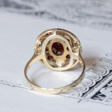 Anello a margherita vintage in oro 8K con granati, anni ‘60