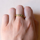 Anello vintage in oro 18K con smeraldi (0.12ctw ca.) e diamanti (0.10ctw ca.), anni ‘70
