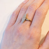 Anello a navette vintage in oro 18K con diamanti (0.20ctw ca.), anni ‘50/‘60