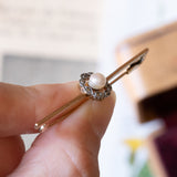 Antique 14K gold brooch with pearl and marcasites, early 1900s