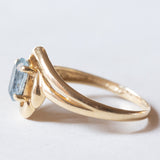 Anello vintage in oro 18K con topazio azzurro, anni ‘50/‘60