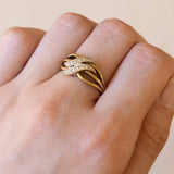 Anello vintage in oro 18K con diamanti (0.15ctw ca.), anni '50