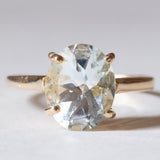 Anello vintage da cocktail in oro 18K con acquamarina, anni ‘50