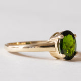 Anello solitario vintage in oro 14K con tsavorite verde, anni ‘70