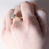 Solitario antico in oro 18K con diamante di taglio vecchia Europa (0.90ct ca.), anni ‘30/‘40