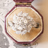 Anello vintage in oro bianco 18K con diamanti (1.50ctw ca.), anni ‘70/‘80