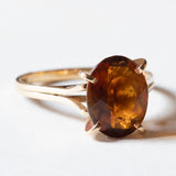 🎃 Anello vintage da cocktail in oro 18K con quarzo citrino, anni ‘50/‘60