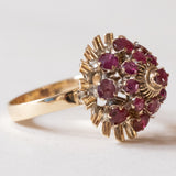 Anello vintage in oro 18K con rubini, anni ‘60/‘70