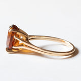 🎃 Anello vintage da cocktail in oro 18K con quarzo citrino, anni ‘50/‘60