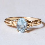 Anello vintage in oro 18K con acquamarina, anni ‘50/‘60