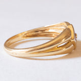 Anello vintage in oro giallo 18K con rubini, anni ‘70