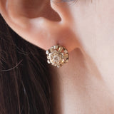 Orecchini antichi in oro bianco 18K con diamanti (0.20ctw ca.), anni ‘30/‘40
