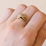 Anello vintage in oro 18K con diamanti (0.15ctw ca.), anni '50