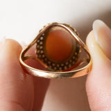 🍂 Anello vintage in oro 18K con cammeo su conchiglia, anni ‘50/‘60