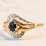 Anello vintage in oro 18K con zaffiro, anni ‘60