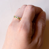Anello vintage in oro 18K con smeraldi (0.12ctw ca.) e diamanti (0.10ctw ca.), anni ‘70
